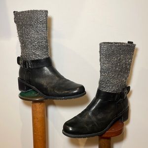 STUART WEITZMAN Boucle and Leather Moto Boots SILVER/GRAY/BLACK Size 7.5